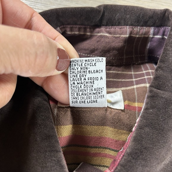 VTG Talbots Shirt Womens Medium Fall Plaid Velvet Collar Button Up Shirt Cotton - Picture 8 of 11